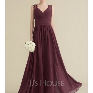 NEW JJs House Maroon Chiffon Formal Dress 26 Empire Waist Surplice Prom Wedding